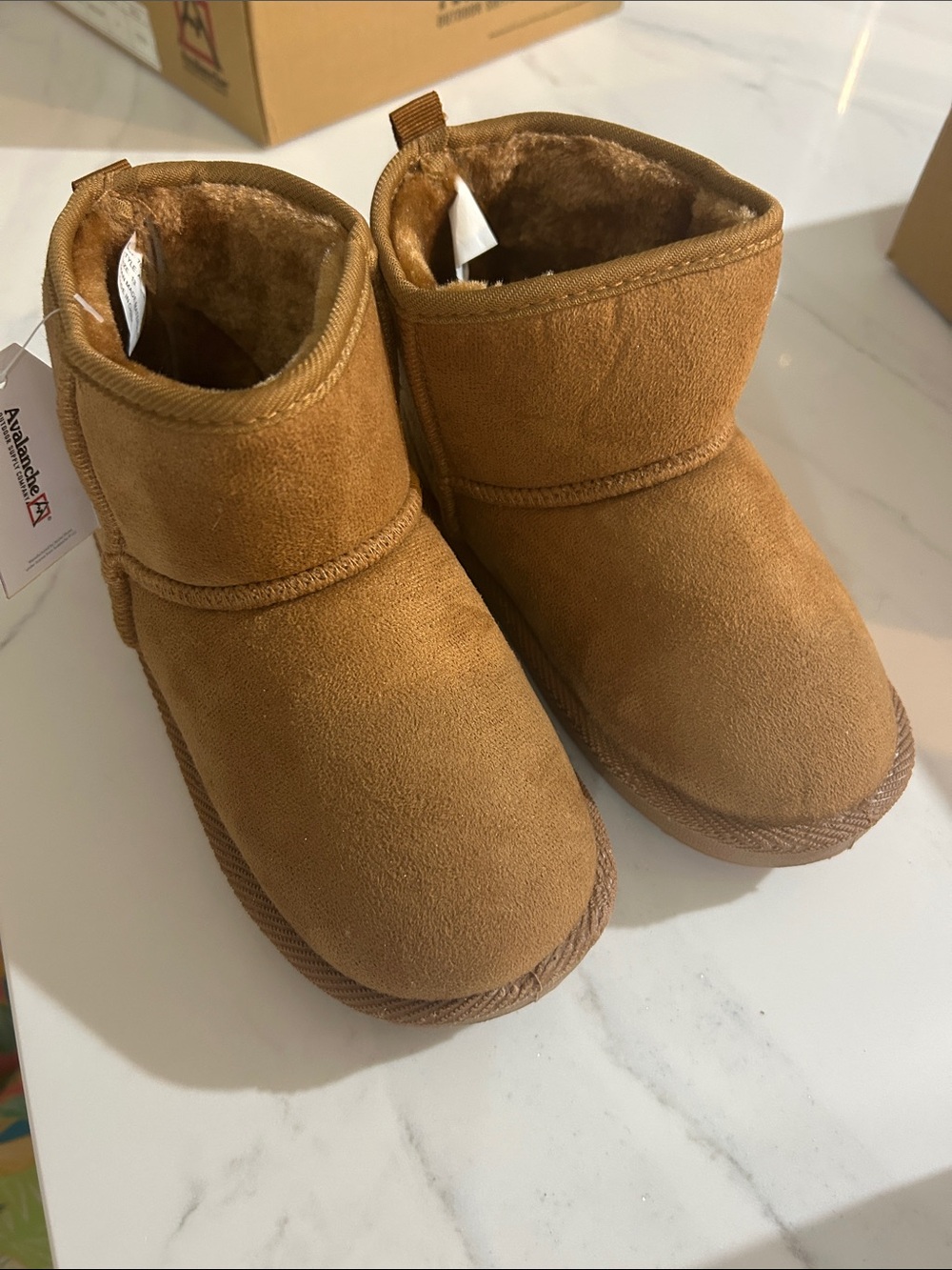 Avalanche Kids Chestnut Tan Faux-Suede Ankle Boots
